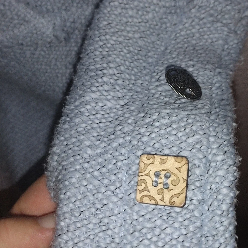 Light Blue Soft Surroundings Oversized Sweater with Button Detail M